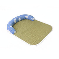 Cushioned Side Pet Mat Woven Rattan-Design Sleeping Mat Curved