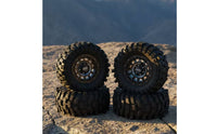 4 Pieces RC Crawler Wheel and Tire Assembly Dark Wheel and Tire Set with Beadlock Rim High Traction Tires for Trail Building