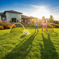 2 Pieces Indoor Outdoor Use Kids Foldable Soccer Goal Set Spring-up-up Design Portable Soccer Net Sports Toy for Backyard
