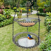 Hanging Bird Feeder and Bird Bath, Round Basin for Outdoor Garden Decor, Courtyard and Balcony Hanger