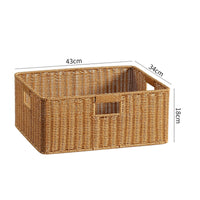 Basketweave Storage Basket with Handles Decorative Rectangular Storage Basket for Closet, Pantry