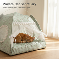 Summer Pet Tent Bed with Cooling Mat for Cats and Small Dogs, Foldable Mosquito-Proof Pet Sleeping Nest