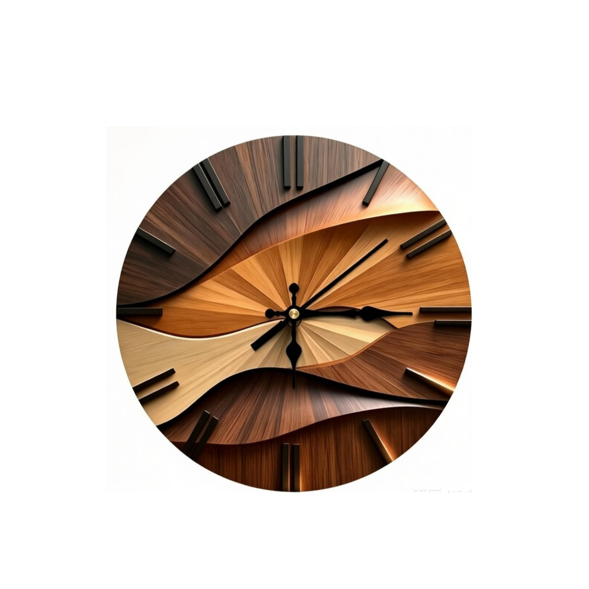 Silent Wall Clock Modern Clock with Wood-Grain Look Sculptural for Living Room, Office