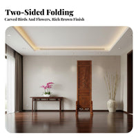 Chinese Design Folding Screen Double-Sided Antique Carved Room Separate R Reversible Panels Hand-Carved Folding Screen for Entryway, Tea House