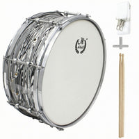 Chrome-Colored Hardware stripedPattern Snare Drum White Drumhead 14-Inch Snare Drum Natural Stick Attack Percussion Instrument Enhanced Reverberation