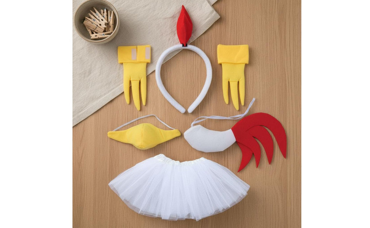 Fun Party Prop Chicken Headband Tail Set Easy To Wear Chicken Costume Set Lightweight Cock Dress-up Kit Adjustable Straps for Children, Adults, Halloween, Easter, School Play