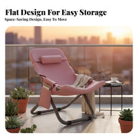Reclining Function Foldable Recliner Sofa-Like Comfort Lounge Chair Sturdy Frame Portable Furniture Erand Gonomic for Office Workers, Homeowners, Balcony, Outdoor, Backyard, Poolside
