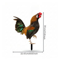 Garden Stake with Cockerel Acrylic Cockerel with Stake Chicken Yard Art Double-Sided Colorful for Gardeners, Lawn, Flower Bed