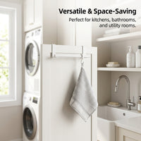 Kitchen Towel Rack, Stainless Steel Over The Door Hanger for Bathroom, Punch-Free Storage Solution for Homeowners, Versatile Drying Shelf for