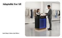 utilitarian aesthetic Checkout Stand space-efficient Design Reception Desk Space-Saving Cashier Counter for Salon Owners, Shopkeepers, Salons, Retail shops, Lobby