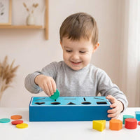Wooden Sorting Toy for Toddlers - Shape Recognition & Color Classification Early Learning