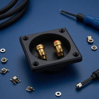 Binding Posts Speaker Terminal Plate Black Square Speaker Terminal Recessed Audio Hardware Mounting Holes for Installation