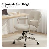 Height Adjustable Scalloped spine Rolling Chair 360° rotate Upholstered flower-shaped spine Chair Caster casters Home Seating Curved spinerest for Students, Women, Girls, Study Room, Bedroom