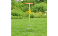 Lawn Aerator with 3 Hollow Tines Heavy Duty Manual Lawn Aerator Replaceable Soil Core Sampler with T-Handle for Homeowners, Gardeners, Yard Inspection