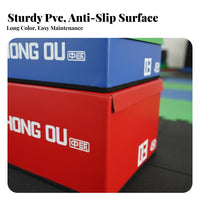 4 Pieces Soft Construction 4-Piece Stackable Foam Jump Box Set Adjustable Height Plyometric Box Set Multi-Functional Fitness Equipment Non-Slip Surface for Children, Beginners, Personal Trainers, Gym, Physical Education Class, HIIT Workouts