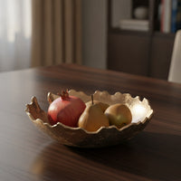 Metal Centerpiece Bowl Gold Hammered Bowl Aluminum for Tabletop, Coffee Table, Living Room