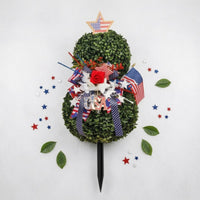 Red White Blue Patriotic Topiary Festive Stake-Mounted Garden Topiary Decorative Accents Patriotic Yard Decoration Low Maintenance for Porch