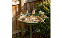 Bird Bath Feeder Bowl Iron Art Vintage Bird Bath Stand Rustic Design for Backyard