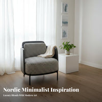 Houndstooth Pattern Upholstered Wingback Armchair Nordic Design Accent Chair Light Luxury Indoor Furniture Minimalist Design for Readers, Homeowners, Adults, Living Room, Reading Nook, Bedroom, Home Office