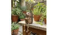 Whimsical Animal Figurine with Dangling Legs Rustic Resin Animal Statue Textured Ornament Cute for Patio