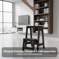 Foldable Convertible Ladder Chair Solid Wood Wooden Folding Step Stool Multi-Functional 4-Step Wooden Stepladder Multifunctional for Homeowners, Seniors, Book Lovers, Indoor, Kitchen, Living Room, Office