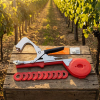 Metal Stapling Head Vegetable Stem Tying Machine Handheld Vine Tying Machine Reel Holder Plant Tie Black Grip for Farm, Garden