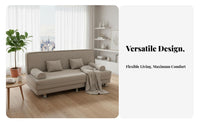 Space-Saving Foldable Sofa Bed High-Resilience Sponge Cushion Textile Futon Couch Easy Assembly Convertible Futon Sofa Bed Sturdy Metal Legs for Renters, Apartment Dwellers, Students, Small Areas, Bedroom, Light Ice