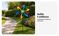 Multicolor Metal Garden Rotator Curved Blades Garden Rotator Garden Stake for Outdoor