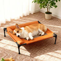 Removable and Washable Elevated Dog Bed with Supportive Cushion Moisture-Proof Elevated Dog Bed Easy to Clean L-Shaped Pet Lounger Solid Support for Large Dogs, Cats, Outdoor, Camping, Patio