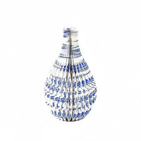 and White Porcelain Pattern Vase Retro-Styled Honeycomb Paper Vase Lightweight Chinese Style Paper Ornament for Store Display, Office