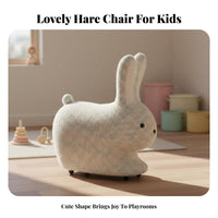 Soft & Comfortable Cartoon Rabbit Seat with Wheels Premium Upholstery Bunny Shaped Chair Multipurpose Use Cushiony Rabbit Seat Sturdy for Toddlers, Parents, Adults, Playroom, Nursery, Kindergarten, Living Room