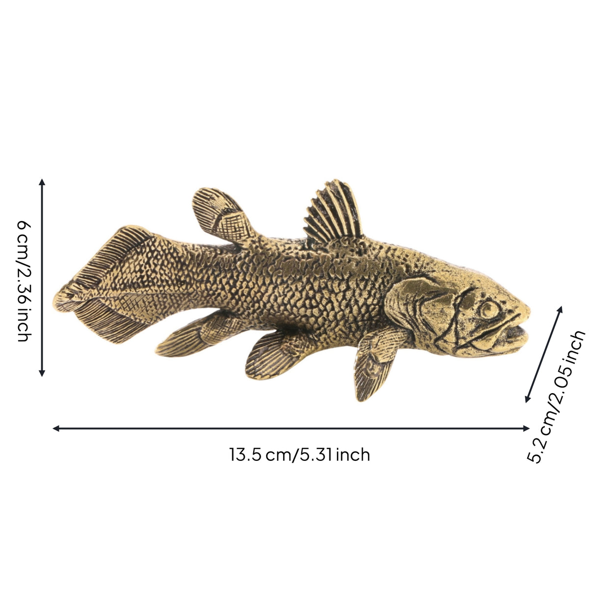 Brass fishing Figurine Gold Finish Brass fishing Statue Antique Style Animal Statue for Collectors