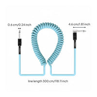 Coiled Bass Guitar Cable Good Conductivity 1/4 Inch Audio Audio Cable Crystal Clear Sound Curly Instrument Cord for Stage Performance, Band Rehearsal