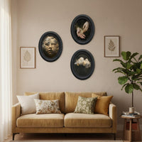 3 Pieces Framed Oval Wall Decor Decorative Abstract Framed Art Gift Idea Oval Wall Frame for Living Room