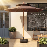 Patio Umbrella with Base UPF 50+ Outdoor Umbrella with Base 16-Rib for Homeowners, Cafe Owners, Garden, Balcony, Backyard