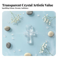 Crystal Ankh Cross Symbol of Life White Crystal Ankh Sculpture Polished Finish Handheld Meditation St Individual for Meditators, Women, Home Altar