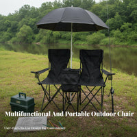 Easy Setup Portable Camp Couch Water-Resistant Material Double Folding Chair Heavy Duty Portable Double Camping Seat Storage Pockets for Campers, Beachgoers, Families, Fishing, Picnics, Backyard, Sporting Events