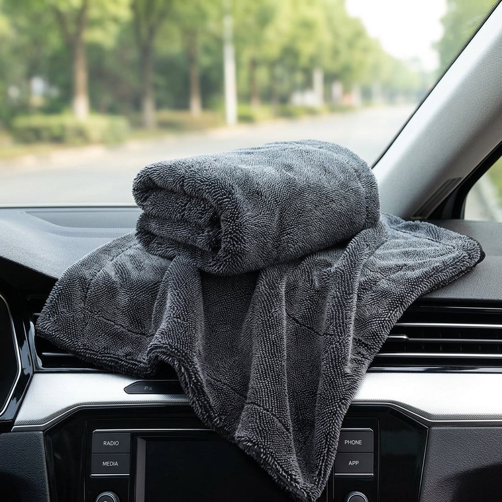 Double Sided Car Drying Towel for Automotive Use Cleaning, Streakless Cloth with 0.3 Denier Microfiber