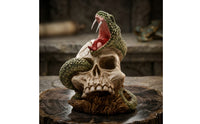 Hand-Painted Serpent Skull Sculpture Detailed Skull Sculpture Gothic Snake Statue Decorative for Collectors, Halloween Decor, Horror-Themed Rooms