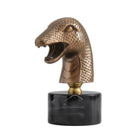Animal Bust Bronze-Toned Tabletop Sculpture Realistic Tabletop Decoration for Home Stylists, Bookshelf