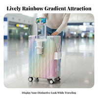 Rainbow Gradient Design Multifunctional Hard-Shell Suitcase Hardshell Body Hardside Carry-on Wheels Luggage Internal Organizer for Travelers, Vacationers, Frequent Flyers, Vacations, Studying Abroad, Weekend Getaways, Airports