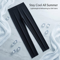 Leggings for Women UK High Waist Gym Ice Silk Nylon Trousers for Summer Workout, No Front Seam Pants with Elastic