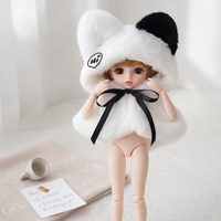 Doll Cloak Cape for 10cm/20cm Cotton Dolls, Cute Starry Rabbit Fur Design