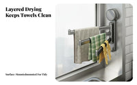 No-Drill Installation Swivel Arm Towel Bar Suction Cup Mount Swinging Arm Towel Bar Space-Saving Design Wall Rack Multipurpose for Apartment Dwellers, Homeowners, Renovators, Kitchen, Small Areas, Laundry Room, Balcony