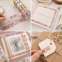 Washi Tape Set with Gold Foil, Fresh Floral and Bow Patterns