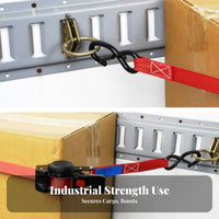 2 Pieces Retractable Ratchet Strap Instant-Retract Auto Retract 1 Inch Securing Strap with S-Hooks Heavy Duty S-Hook Securing Strap