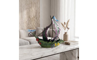 Boat Ornament with Fairy Whimsical Tabletop Ornament Hand Painted Sculpture for Bookshelf