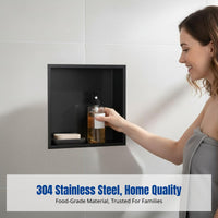 304 Stainless Steel Bathroom Niche, Recessed Metal Cabinet, Multi-Tier Storage, Flush, Modern Minimalist