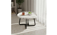 2 Pieces Easy to Clean Nesting Coffee Table Set Sturdy Metal Frame Round Tray Top Table Set for Small Apartment Dwellers