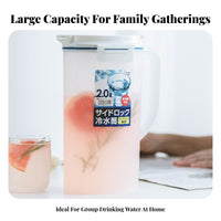 Water Jug with Lid Heat Resistant Hot and Cold Water Carafe Leak-Spill-Resistant Large Capacity Beverage Pitcher for Office, Parties, Picnics